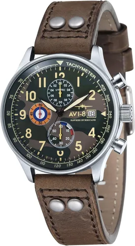 Miniatura 27 de Reloj analógico AV-4011 Hawker Hurricane, con mecanismo de cuarzo japonés, con correa de piel, de AVI-8