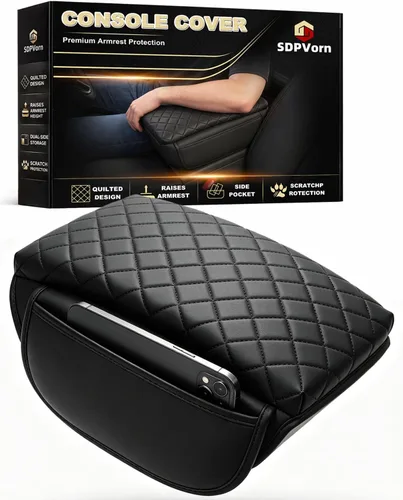 Miniatura 10 de Reposabrazos para consola central de Jeep Wrangler con almohadillas y bolsillos organizadores, protector de reposabrazos de cuero sintético negro