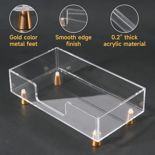 Miniatura 4 de LUVCOSY - Servilletero acrílico con pies, toallero acrílico para invitados, bandeja de almacenamiento de toallas de mano transparente, diseño único