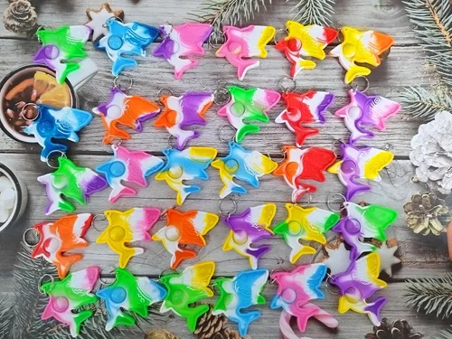 Miniatura 2 de 30 paquetes de mochila de tiburones a granel, mini llavero para ansiedad, suministros de animales marinos, recuerdos de fiesta de cumpleaños