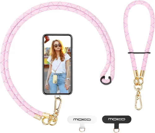 Miniatura 8 de MoKo Cordón cruzado para teléfono, correa de muñeca y cordón cruzado para teléfono con longitud ajustable, correa para iPhone y Samsung, con 2 Blanco