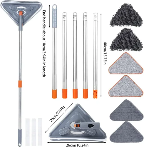 Miniatura 3 de Trapeador de pared de 82 pulgadas con mango largo para limpieza de pared con poste de extensión de 39.8 a 82 pulgadas, limpiador de pared giratorio