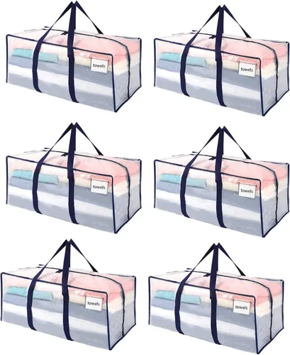 Miniatura 35 de VENO Paquete de 6 bolsas de mudanza resistentes, bolsas de embalaje con ventana transparente, alternativa a las cajas de mudanza, contenedores
