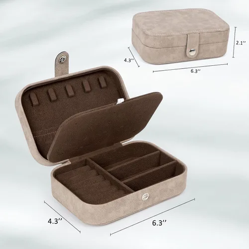 Miniatura 6 de Hatori Joyero de viaje, organizador de joyas pequeño de piel sintética para mujeres y niñas, mini estuche de viaje portátil, cajas de almacenamiento