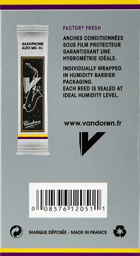 Miniatura 3 de Vandoren SR6125 Cañas de saxo alto V.12 Fuerza 2.5; caja de 10 y cañas tradicionales SR213 para saxo alto Fuerza 3; caja de 10