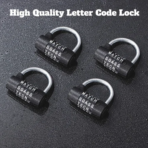 Miniatura 7 de Shimeyao 4 cerraduras de combinación de 5 letras resistentes para gimnasio, 5 dígitos, cerraduras de sala de escape, cerradura de metal reiniciable