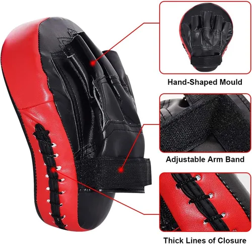 Miniatura 4 de TLBTEK 2 guantes curvos de boxeo, almohadillas de boxeo, almohadillas de entrenamiento para kickboxing, Muay Thai, artes marciales y artes marciales