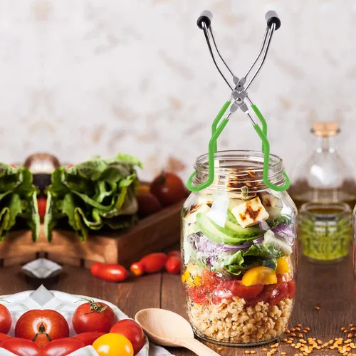Miniatura 6 de Pinzas elevadoras de tarros de acero inoxidable con mango de agarre para cocina casera (verde)