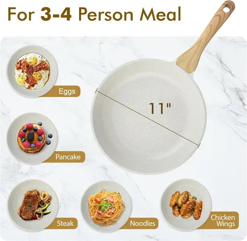 Miniatura 7 de SENSARTE Sartén de cerámica antiadherente para freír, sartén para tortilla de 11 pulgadas, sartén saludable no tóxica compatible con inducción