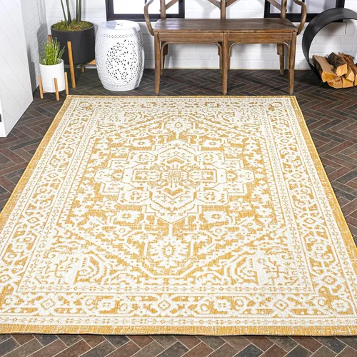Miniatura 66 de Eyely BMS101D-28 - Alfombra de pasillo con textura de medallón de Santa Mónica Slesi, para interiores y exteriores, estilo costero, bohemio, Gris