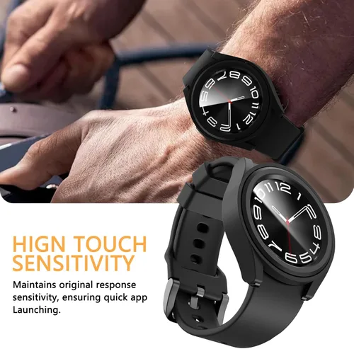 Miniatura 4 de [Paquete de 4+4] para Galaxy Watch 6 Classic - Funda protectora de pantalla de 1.693 in, accesorios de policarbonato duro con película de vidrio