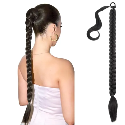 Miniatura 12 de Mebeli Extensiones de cola de caballo trenzadas, extensiones trenzadas, extensiones de cola de caballo largas trenzadas, extensiones de cola de #2