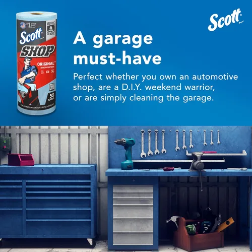 Miniatura 9 de Scott® Original (75147) - Toallas para taller, azules, (55 toallas por rollo, 12 rollos por caja, 660 toallas por caja)