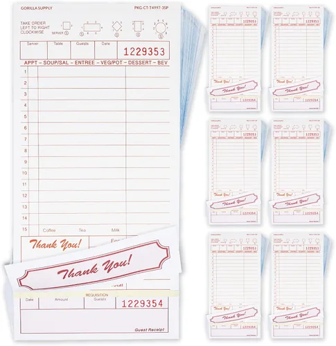 Miniatura 9 de [8000] Gorilla Supply Libro de Cheques para Huéspedes 3.4" x 5.04" Blocs de Notas de Servidor Libreta de Pedidos para Mesero y Mesera, Cheques