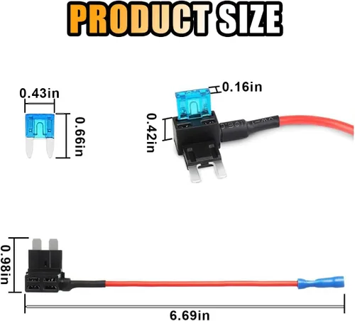 Miniatura 2 de 5 piezas de fusibles de 12V para coche Add-a-Circuit, adaptador de fusibles TAP para automoción, mini fusibles ATM ATO de hoja, juego de fusibles