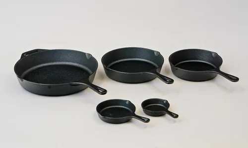 Miniatura 2 de Hierro fundido, juego de 5 sartenes pre-sazonadas, incluyendo 3", 5", 8", 9" y 12
