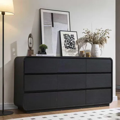 Miniatura 10 de Standifurno Cómoda de 29.5'' de Ancho para Clóset, Cajones Negros con Diseño Curvo, Cajonera con 5 Cajones, Cajón Vertical con Amplio