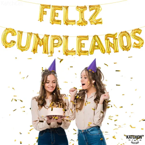 Miniatura 3 de KatchOn Cartel de globos dorados de cumpleaños – Decoración española de cumpleaños de 16 pulgadas