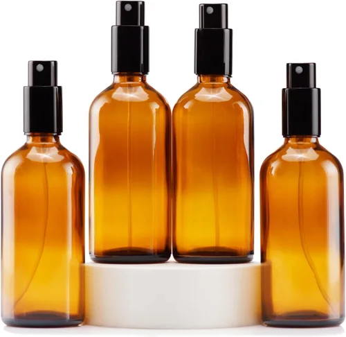 Miniatura 37 de YIZHAO Botellas de vidrio ámbar de 1 oz, con pequeño aerosol de niebla fina, tapa de metal, recargable para aceite esencial, viajes, limpieza