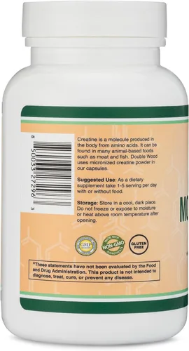 Miniatura 4 de Double Wood - Cápsulas de monohidrato de creatina, 0.04 oz por porción, 120 unidades, sin rellenos, veganas, sin OMG, sin gluten