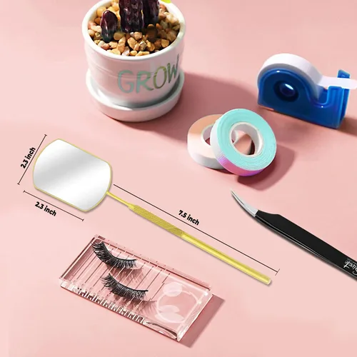 Miniatura 5 de SIVOTE Herramienta de pestañas para extensiones de pestañas, espejo de belleza de acero inoxidable con diseño rosa mejorado, accesorio de pestañas