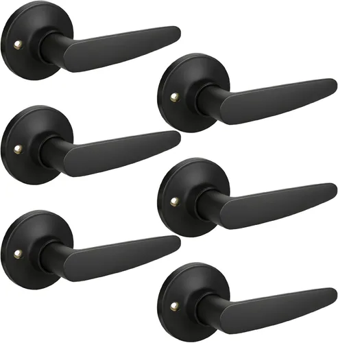 Miniatura 31 de KNOBWELL Juego de 10 manijas de puerta color negro mate, juego de manijas de puerta para privacidad para cama y baño, reversible para lado derecho