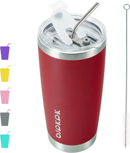 Miniatura 39 de BJPKPK - Vaso de 30 onzas con tapa y pajilla, de acero inoxidable con aislamiento de doble pared al vacío, color azul marino A-Azul Marino-30oz