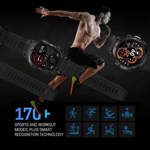 Miniatura 7 de CARBINOX Blaze Reloj Inteligente con GPS – Rastreadores de Fitness Resistentes, Resistente al Agua IP69K, 170+ Modos Deportivos, Gorilla Glass