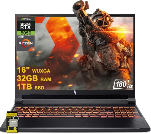 Acer Nitro V 16 AI Gaming Laptop 16" WUXGA IPS 180Hz AMD Zen 4 Hexa-core Ryzen 5 240 32GB RAM 1TB SSD GeForce RTX 5050 (hasta 421 AI Tops)
