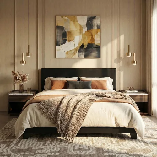 Miniatura 10 de SHA CERLIN Base de cama tamaño King con cabecera ajustable, plataforma tapizada de piel sintética con listones de madera, base de colchón estable