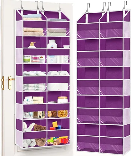 Miniatura 15 de Organizador para colocar sobre la puerta de 6 niveles, almacenamiento extra grande detrás de la puerta de 12 compartimentos, capacidad de peso de 80