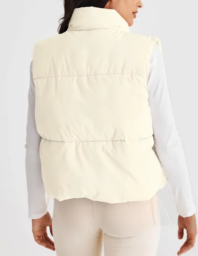 Miniatura 3 de MEROKEETY Chaleco acolchado para mujer, cuello alto, con cremallera, sin mangas, con bolsillos