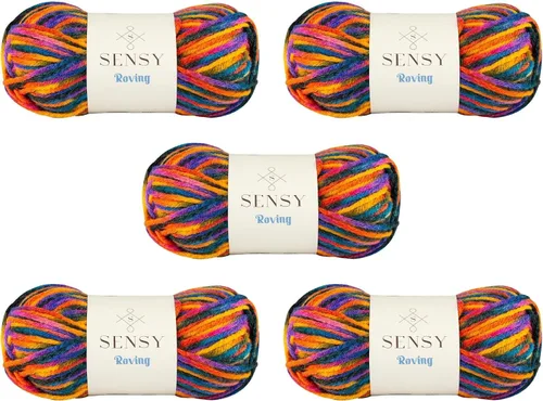 Miniatura 52 de Sensy Roving - Ovillo de lana multicolor, 3.5 onzas, 132 yardas, calibre 5, voluminoso (otoño)