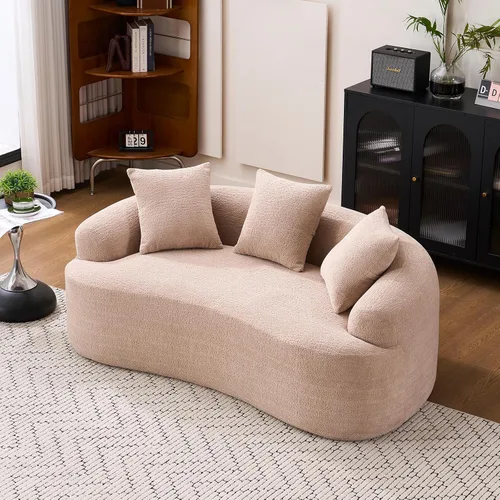 Sofá modular curvo de 65 pulgadas para sala de estar, moderno sofá modular de felpilla de felpa con asiento profundo comprimido sin hueso con 3