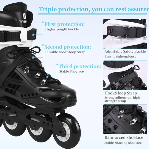 Miniatura 3 de Patines en línea para mujeres y hombres, patines en línea para adultos, rodamientos de acero al carbono ABEC-7, ruedas de poliuretano 85A de 0.157 x