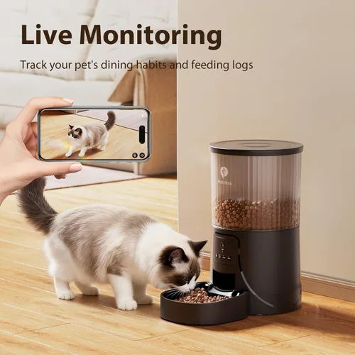 Miniatura 2 de PETULTRA Comedero automático para gatos con cámara: alimentador automático para mascotas WiFi 5G Alimentación cronometrada precisa con video HD