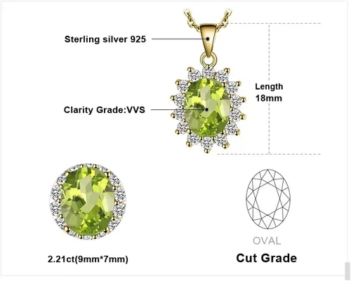 Miniatura 48 de JewelryPalace Princess Diana Kate Middleton Natural Amethyst Citrine Garnet Peridot Topaz Created Ruby Sapphire Simulated Emerald Pendant Necklace