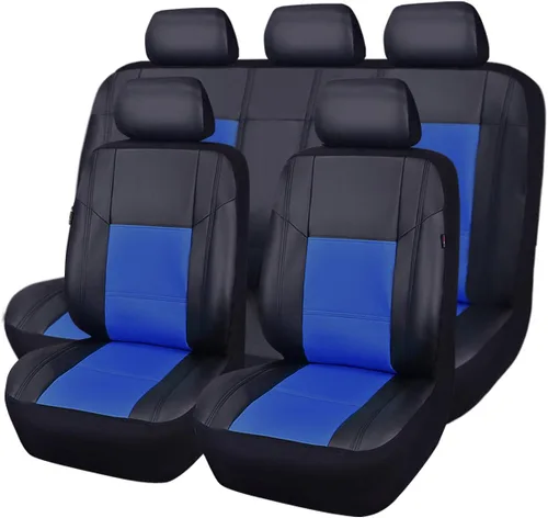 Miniatura 10 de CAR Pass Skyline - Fundas de asiento de cuero de alta calidad, impermeables, de poliuretano, juego completo, fundas de asiento delantero y trasero