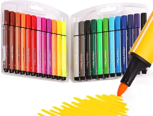 SAYEEC Marcadores para colorear lavables para niños, 24 rotuladores de punta de fieltro de colores, juego de marcadores artísticos con estuche de