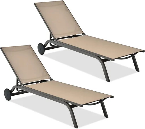 Miniatura 9 de COSTWAY Tumbona para patio al aire libre, sillón reclinable ajustable de 6 posiciones con marco de aluminio estable, silla portátil al aire libre