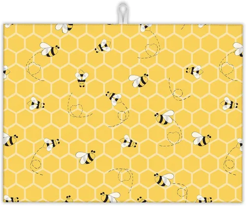 Miniatura 20 de Tapete de secado de platos de dalia blanca y negra para decoración de encimera de cocina, almohadilla geométrica para secado de platos, microfibra