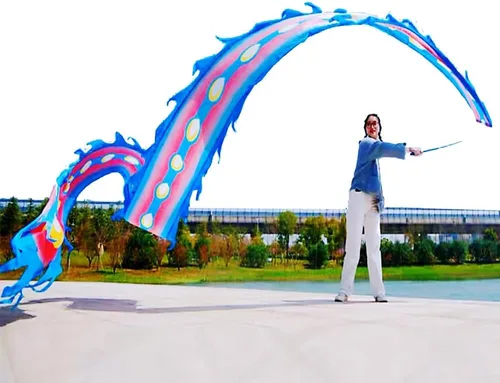Juego de Cintas de Dragón 3D Realistas para Ejercicio, Baile al Aire Libre, Lanzamiento de Fitness, Estilo Cuadrado POI Wu Long (5.97m, Fénix Azul)