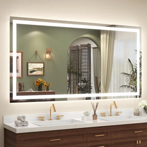 Miniatura 26 de 40x32 Espejo LED inteligente para baño, espejo de tocador regulable con luces, espejo de maquillaje retroiluminado y frontal para pared, antivaho