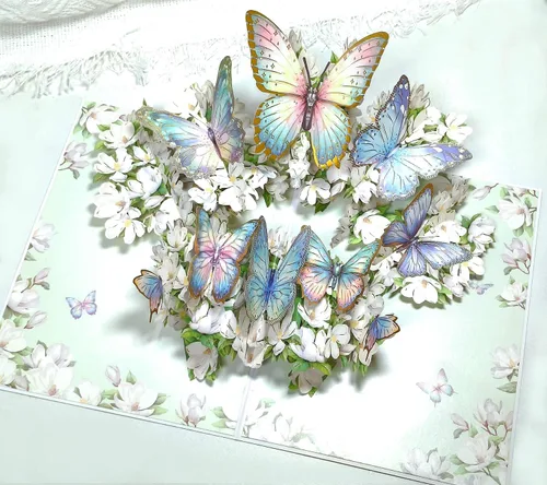 Butterfly Birthday Card, Pop up Birthday Cards for Women Wife Kids, 3D Greeting Cards, Thank You Card, Anniversary Card, Butterfly Gifts for Women