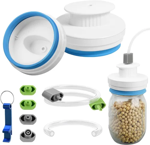 Kit de sellador de tarros Mason para sellador al vacío FoodSaver, kit de sellado al vacío de tarros Mason de boca regular y ancha con manguera de