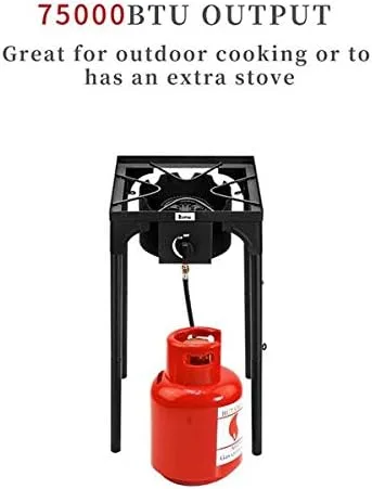 Miniatura 8 de Estufa de campamento para exteriores, cocina de gas propano de alta presión, quemador portátil de hierro fundido para patio