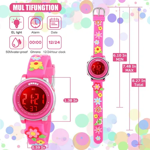 Miniatura 7 de Kids Watch 3D Cartoon Toddler Wrist Digital Watch Waterproof 7 Color Lights with Alarm Stopwatch for 3-10 Year Boys Girls Little Child