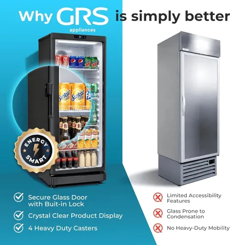 Miniatura 4 de GRS Refrigerador comercial con cerradura de puerta de vidrio Flujo de aire fresco y temperatura Refrigerador de bebidas, enfriador de bebidas