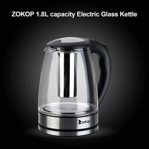 Miniatura 4 de Hervidor eléctrico saludable de 1.8L, hervidor eléctrico de vidrio premium, hervidor de agua de 1.8 litros, fácil de limpiar y usar, apagado
