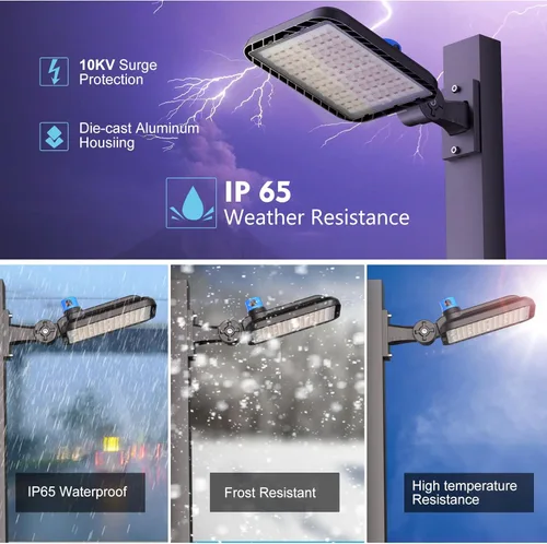 Miniatura 7 de Luces LED de estacionamiento de 240 W (240 x 1 W) para exteriores, 60000LM (250 Lm/W) 5000 K, luces LED comerciales de 6 KV SPD IP65, luz de poste